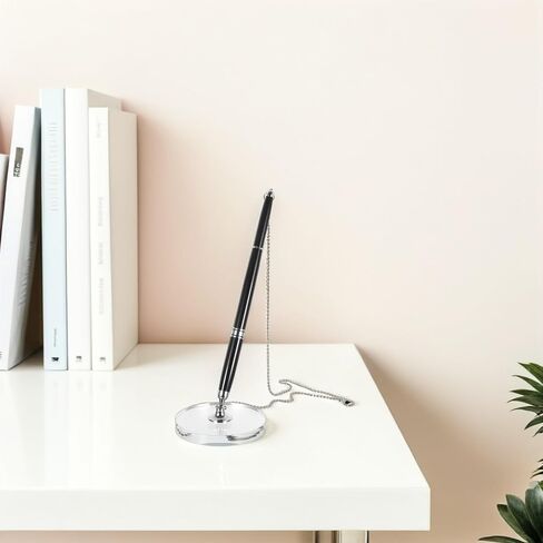 SUPVOX Desktop Signature Pen with Chain and Crystal Base, Wear-resistant Counter Business Pen for Office and Hotel Reception, Fixed Vertical Writing Accessory in Kuwait
