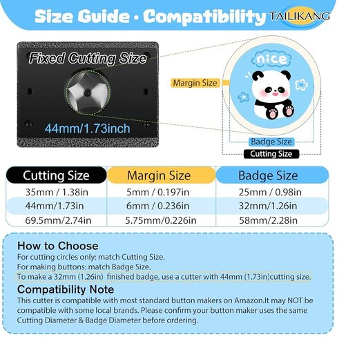 1.73in 44mm Circle Punch, 1.26in 32mm Button Paper Cutter, Heavy Duty Manual Lever Graphic Punch Die Cutter for Circular Paper Cutting, DIY Badges, Scrapbooking Cardstocks Crafting in Saudi Arabia