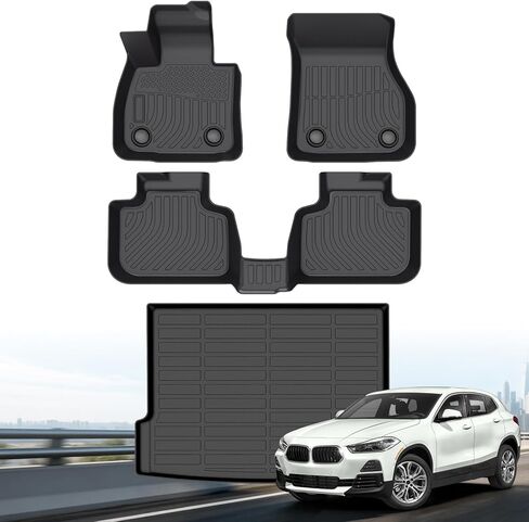 سجادات الأرضية وبطانة الحمولة لسيارة BMW X1 2016–2022 وX2 2018–2023، سجادات سيارة تناسب جميع الأحوال الجوية من مادة TPE مخصصة لسيارة BMW X2 28i M35i وX1 28i وsDrive وxDrive، مجموعة كاملة in Kuwait