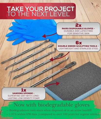 Milliput Plumbers Putty 10 Piece Set, Superfine White - with Sculpting Tools, Sanding Pad and Gloves - Ceramic Tile, Fiberglass Tub, Bath, Sink and Porcelain Repair Kit - 2 Part Epoxy Modeling Clay in Saudi Arabia