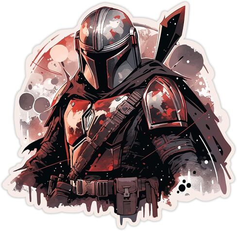 ملصق SW Mandalorian لرش الطلاء على الكمبيوتر المحمول للسيارة مقاس 5.5 بوصة × 5.25 بوصة (اللون) in Kuwait