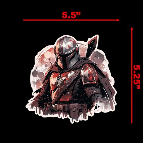 ملصق SW Mandalorian لرش الطلاء على الكمبيوتر المحمول للسيارة مقاس 5.5 بوصة × 5.25 بوصة (اللون) in Kuwait