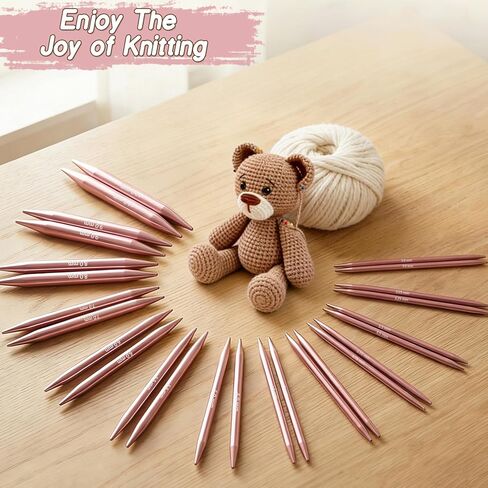 TRILVIX Circular Knitting Needles Set, 13 Pairs Interchangeable Knitting Needles 3mm-10mm with 4 Cables, Accessories & Pink Storage Bag, 4 Inch Aluminum Knitting Needles US Size 2~15 in Saudi Arabia