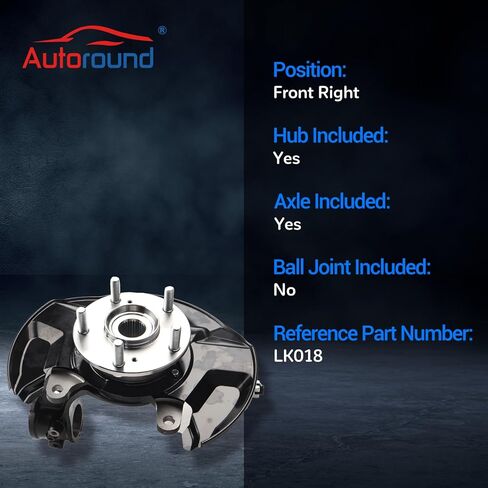 Autoround LK018 Front Right Steering Knuckle & Wheel Bearing Hub Assembly Fit for 2013-2017 Honda Accord, Passenger Side in Kuwait