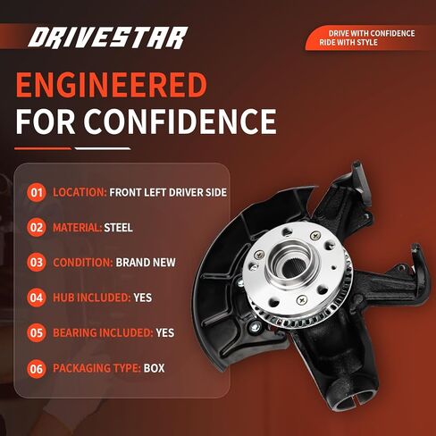 698-375 Front Steering Knuckle and Hub Assembly Left Driver Side Compatible with 1998-2010 Volkswagen Beetle, 1999-2005 Jetta, 1999-2006 Golf 2.0L 1.9L 1.8L, Replace# LK007 in Kuwait