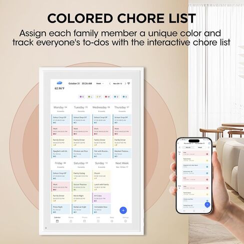 10.1 Inch Smart Digital Calendar, Electronic Desk Calendar, 1920 * 1080 IPS Full HD Touch Screen Display for Family Meal Planner Support - Streamline Household Organization in Saudi Arabia