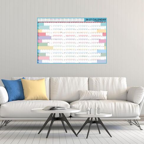 Yearly Wall Calendar 2026-2027 - Large Yearly Calendar 2026-2027, Jul 2026 - Jun 2027, 25.2'' x 38.2'' (Open), 12 Months, Thick Yearly Wall Calendar with To-do Lists, Notes, Stickers, All At One Page in Kuwait