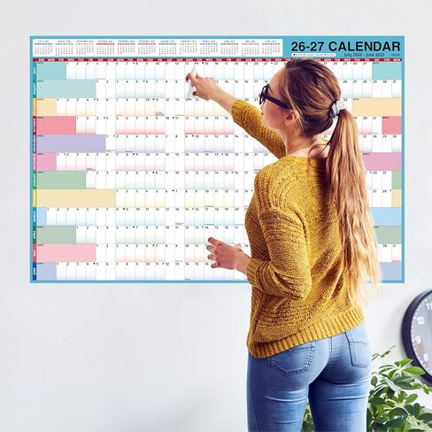Yearly Wall Calendar 2026-2027 - Large Yearly Calendar 2026-2027, Jul 2026 - Jun 2027, 25.2'' x 38.2'' (Open), 12 Months, Thick Yearly Wall Calendar with To-do Lists, Notes, Stickers, All At One Page in Kuwait