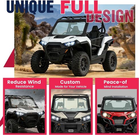 زجاج أمامي UTV متوافق مع 2018-2021 Can-Am Maverick Sport 1000/1000R/Max 1000R، Trail 800/1000 DPS مع ممسحة زجاج أمامي كامل in Kuwait