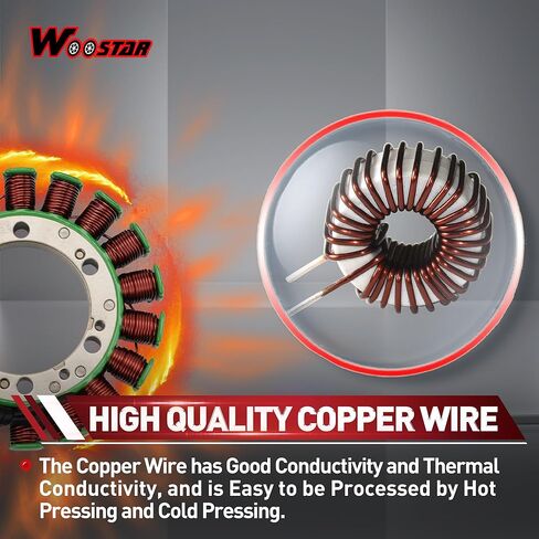 WOOSTAR 18 لفائف 3 سلك مغناطيسي الجزء الثابت لاستبدال 1997-2004 XVS650 V-Star Drag Star مخصص OEM 2GV-81410-20 in Kuwait