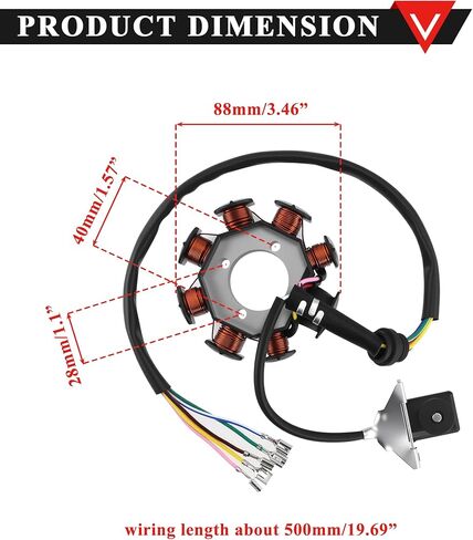 برو بات 8 لفائف مغناطيسي الجزء الثابت لوحة 5 أسلاك CG125-8 غرامة النحاس ل 125cc 150cc 200cc 250cc ATV رباعية الترابية دراجة الطرق غير الممهدة الذهاب كارت 4 عجلات Zongshen in Kuwait
