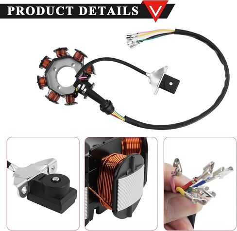 برو بات 8 لفائف مغناطيسي الجزء الثابت لوحة 5 أسلاك CG125-8 غرامة النحاس ل 125cc 150cc 200cc 250cc ATV رباعية الترابية دراجة الطرق غير الممهدة الذهاب كارت 4 عجلات Zongshen in Kuwait