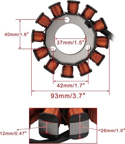 WOOSTAR 12 Coil 4 Wire Magneto Stator Replacement for 2015-2021 YZF R15 2020 YZF155L 2019 YZF155K 2021 XSR125 2019-2021 YZF R125 2020-2021 MT125 MT-125 OEM 2FB-H1410-00 BK7-H1410-00 BK6-H1410-02 in Kuwait