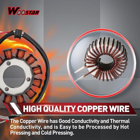 WOOSTAR 12 Coil 4 Wire Magneto Stator Replacement for 2015-2021 YZF R15 2020 YZF155L 2019 YZF155K 2021 XSR125 2019-2021 YZF R125 2020-2021 MT125 MT-125 OEM 2FB-H1410-00 BK7-H1410-00 BK6-H1410-02 in Kuwait