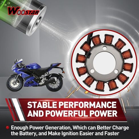 WOOSTAR 12 Coil 4 Wire Magneto Stator Replacement for 2015-2021 YZF R15 2020 YZF155L 2019 YZF155K 2021 XSR125 2019-2021 YZF R125 2020-2021 MT125 MT-125 OEM 2FB-H1410-00 BK7-H1410-00 BK6-H1410-02 in Kuwait