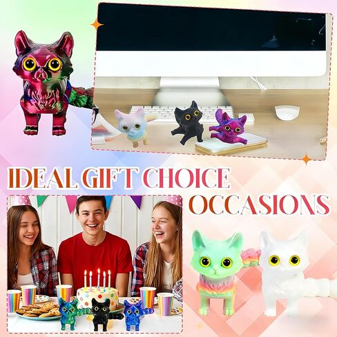 9pcs 3D Printed Cat Animals, 3D Printed Colorful Cat Set with Articulated Movable Joints Reduce Stress Animal Decor for Adult in Saudi Arabia