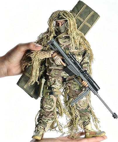 Soldier Action Figure Model, 12 Inch 1/6 Realistic Army Military Police Sniper Soldier Model Set with Accessories Collection Gifts for Adults (Camouflage All Terrain) in Saudi Arabia