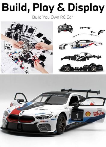 RASTAR 97200 1/18 74 قطعة مجموعات بناء سيارة سباق RC مرخصة رسميًا لسيارة BMW M8 GTE مع أبواب مفتوحة، وأضواء عمل، وجهاز تحكم عن بعد، ومحرك وملصقات DIY للعب والعرض - هدية مثالية للأعمار من 8 سنوات فما فوق in Kuwait