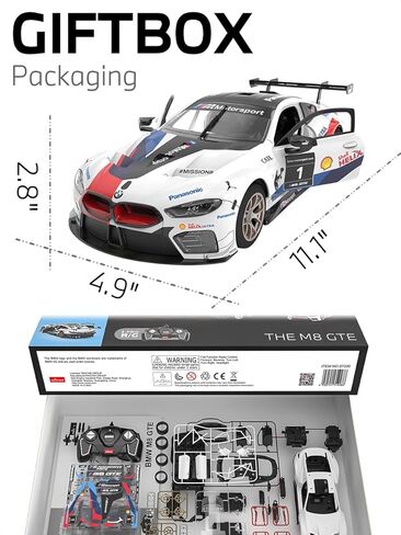 RASTAR 97200 1/18 74 قطعة مجموعات بناء سيارة سباق RC مرخصة رسميًا لسيارة BMW M8 GTE مع أبواب مفتوحة، وأضواء عمل، وجهاز تحكم عن بعد، ومحرك وملصقات DIY للعب والعرض - هدية مثالية للأعمار من 8 سنوات فما فوق in Kuwait