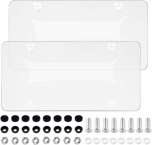 2PCS Car License Plate Covers, Clear Rust-Proof Unbreakable Vehicle Front and Rear License Plate Protector with Screws & Caps, Automotive Tag Frames, Universal for SUV RV Truck in Saudi Arabia