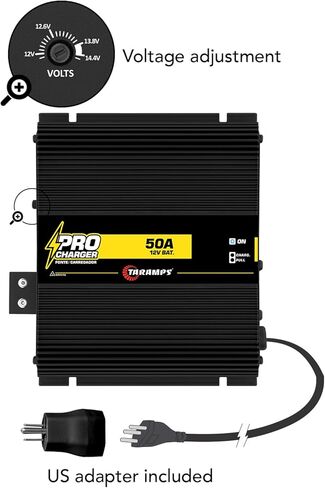 شاحن Taramps PRO 50A 12V شاحن بطارية ومصدر طاقة قابل للتعديل 12V-14.4V، مدخل تلقائي 110V/220V، مصدر طاقة صوتي للسيارة مع حماية حرارية ومؤشرات LED in Kuwait