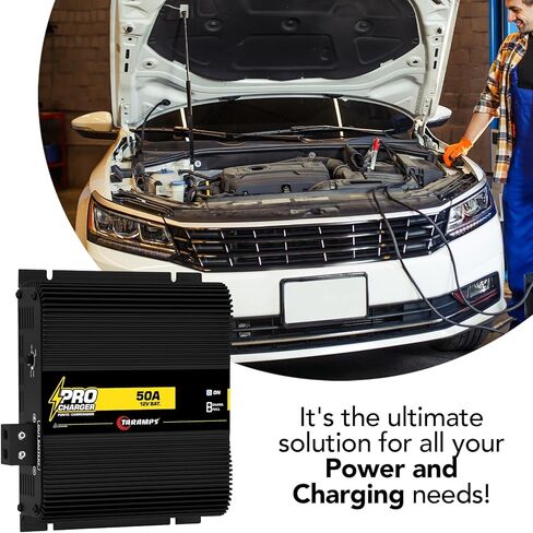 شاحن Taramps PRO 50A 12V شاحن بطارية ومصدر طاقة قابل للتعديل 12V-14.4V، مدخل تلقائي 110V/220V، مصدر طاقة صوتي للسيارة مع حماية حرارية ومؤشرات LED in Kuwait