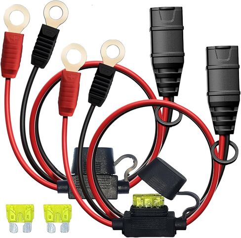 2 Pack GC002 X-Connect Eyelet Terminal Cable, M6 (1/4in) XL, Compatible with NOCO GENIUS1 GENIUS2 Smart Battery Charger & Trickle Charger, with 20A Fuses in Saudi Arabia