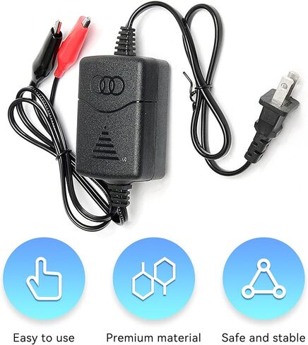 12V 1300mA Sealed Lead Acid (SLA) Battery Charger, Automatic Trickle Charger Maintainer with Short Circuit Protection, Universal Charger Adapter for Car, Motorcycle, RV, ATV, Boat Batteries in Kuwait