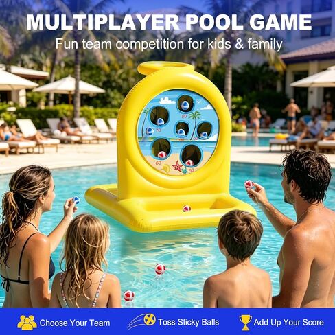 Kids Fun Pool Floating Water Toys, 2-in-1 Inflatablel Basketball Hoop & Balls Throwing Game, Swimming Pool Floats Beach Outdoor Play, Summer Birthday Gift for Age 6-12 Yrs Boy Girl Teen Adult in Saudi Arabia