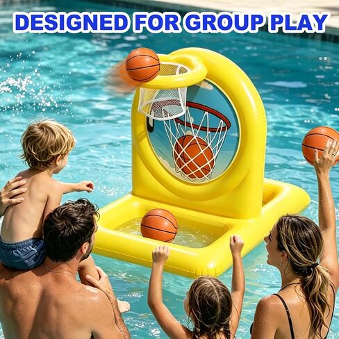 Kids Fun Pool Floating Water Toys, 2-in-1 Inflatablel Basketball Hoop & Balls Throwing Game, Swimming Pool Floats Beach Outdoor Play, Summer Birthday Gift for Age 6-12 Yrs Boy Girl Teen Adult in Saudi Arabia