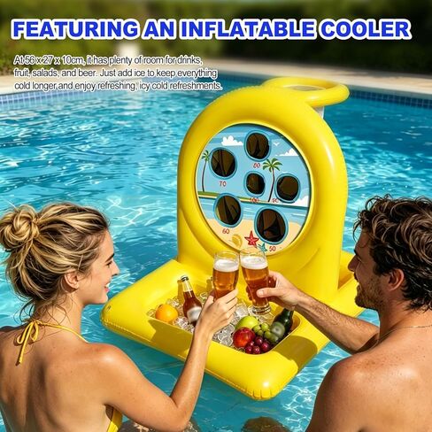 Kids Fun Pool Floating Water Toys, 2-in-1 Inflatablel Basketball Hoop & Balls Throwing Game, Swimming Pool Floats Beach Outdoor Play, Summer Birthday Gift for Age 6-12 Yrs Boy Girl Teen Adult in Saudi Arabia