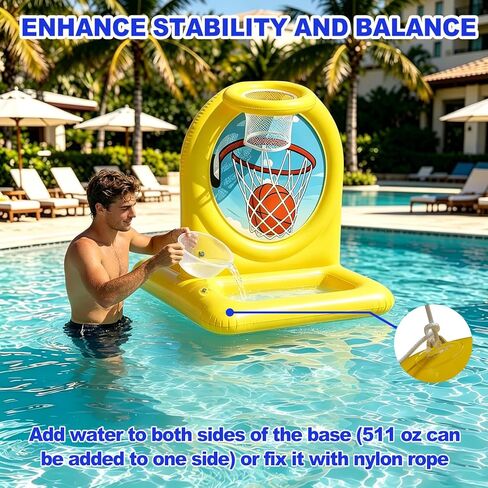 Kids Fun Pool Floating Water Toys, 2-in-1 Inflatablel Basketball Hoop & Balls Throwing Game, Swimming Pool Floats Beach Outdoor Play, Summer Birthday Gift for Age 6-12 Yrs Boy Girl Teen Adult in Saudi Arabia