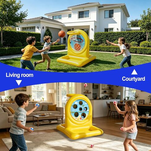 Kids Fun Pool Floating Water Toys, 2-in-1 Inflatablel Basketball Hoop & Balls Throwing Game, Swimming Pool Floats Beach Outdoor Play, Summer Birthday Gift for Age 6-12 Yrs Boy Girl Teen Adult in Saudi Arabia