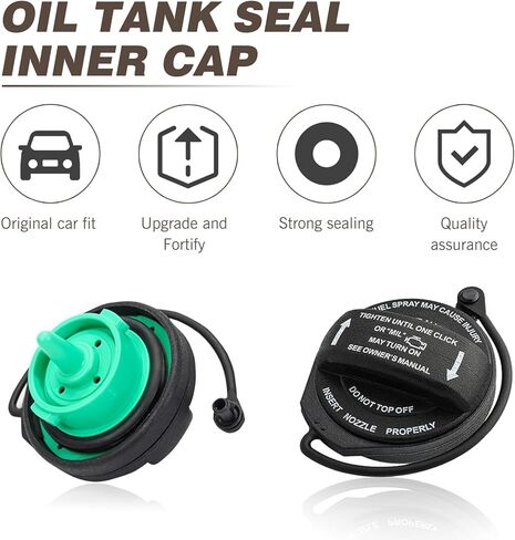 غطاء غاز، غطاء خزان وقود السيارة مقاوم للماء، جزء بديل لغطاء حشو الزيت، متوافق مع VW، Audi 5C0201550T 3C0201550N 8K0201550C (أسود) in Kuwait