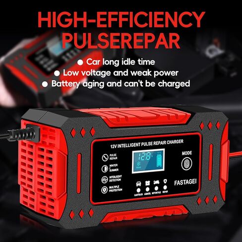 6-Amp Battery Charger, 12V 6A Lead Acid Portable Car Battery Charger 4-Stage Trickle Charger Smart Battery Maintainer w/Temp Compensation for Car Truck Lawn Mower Boat Marine in Kuwait