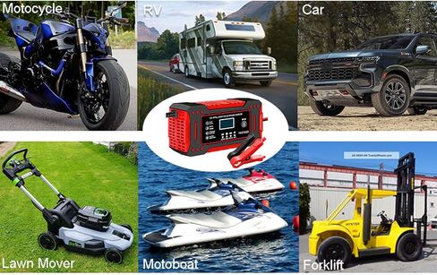 6-Amp Battery Charger, 12V 6A Lead Acid Portable Car Battery Charger 4-Stage Trickle Charger Smart Battery Maintainer w/Temp Compensation for Car Truck Lawn Mower Boat Marine in Kuwait