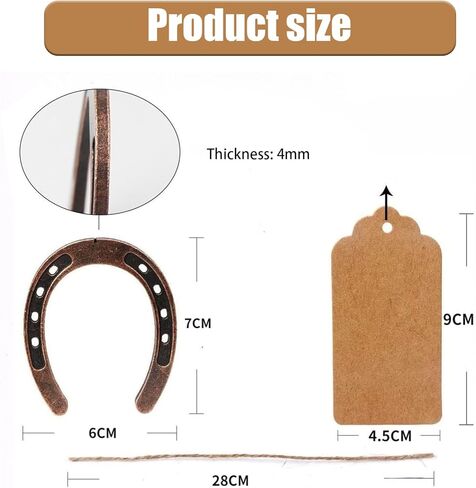 50PCS Good Lucky Horseshoe Wedding Favors, Vintage Craft Metal Horseshoe Decor with Kraft Gift Tags, Horse Shoes Western Decor Party Favors for Guests Wedding, Party, Bridal Shower, Birthday Gifts in Kuwait