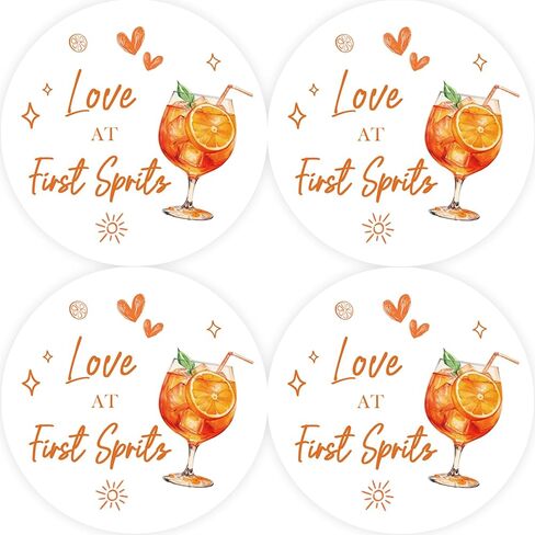 40pcs Love at First Spritz Thank You Stickers, Cocktail Bridal Shower Round Stickers, Orange Citrus Round Labels for Engagement/Bachelorette Party Favors in Kuwait