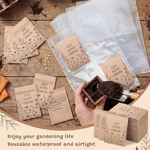 400 Pockets 6x4" Seed Storage Organizer Sleeves with 100 Pcs Seed Envelopes Resealable for Storage Double Sided 4 Pocket Garden Organizer Sheet for 3 Ring Binder in Kuwait