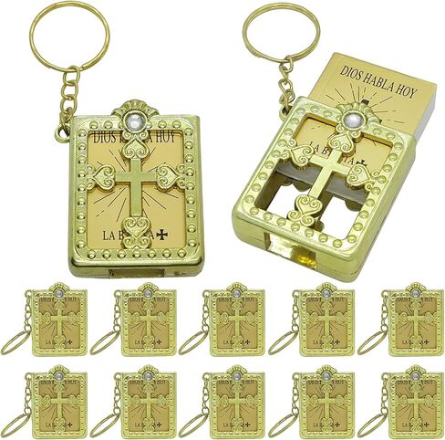 Spanish Miniature Bible Key Ring (12 PCS) Recuerdos para Primera Comunion Gold in Kuwait