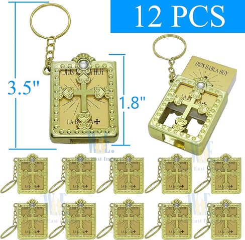 Spanish Miniature Bible Key Ring (12 PCS) Recuerdos para Primera Comunion Gold in Kuwait