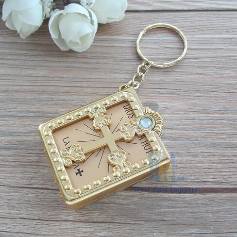 Spanish Miniature Bible Key Ring (12 PCS) Recuerdos para Primera Comunion Gold in Kuwait