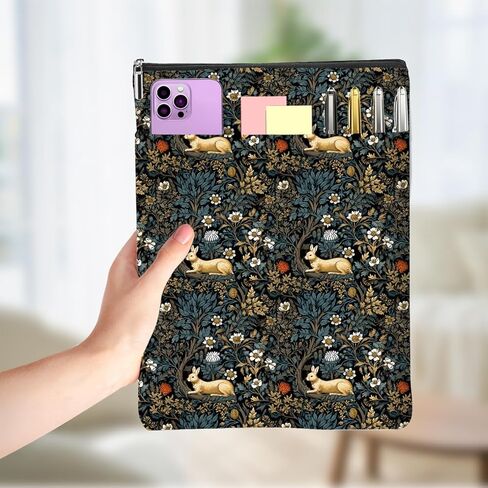 Classic Books Lovers Gifts Book Sleeve Vintage Flower Waterproof Books Cove Book Pouch Protector with Front Pocket Christmas Birthday Gifts for Women Teacher Bookish Accessories in Kuwait