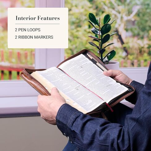 Christian Art Gifts Premium Classic Vegan Leather Bible Cover for Men & Women: Stand Firm Inspirational Bible Verse, Protective Book Carry Case, Brown, Large in Kuwait