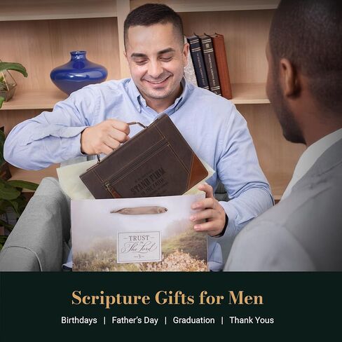 Christian Art Gifts Premium Classic Vegan Leather Bible Cover for Men & Women: Stand Firm Inspirational Bible Verse, Protective Book Carry Case, Brown, Large in Kuwait