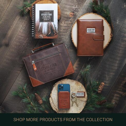 Christian Art Gifts Premium Classic Vegan Leather Bible Cover for Men & Women: Stand Firm Inspirational Bible Verse, Protective Book Carry Case, Brown, Large in Kuwait