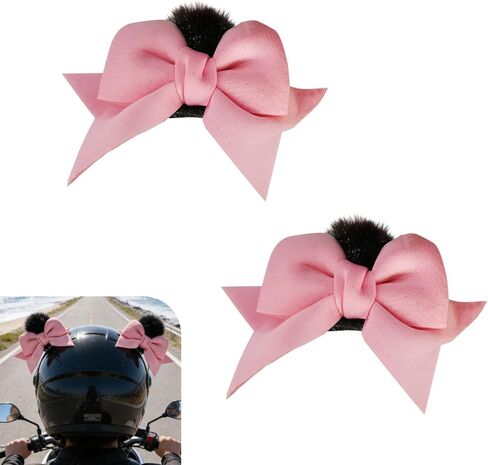 Bow Ears Motorcycle Helmet Decorations, 3D Cute Cat Ear Plush Bow, Self-Adhesive Removable Helmet Accessory for Women Girls, Universal for Most Ski & Bike & Motorcycle in Saudi Arabia