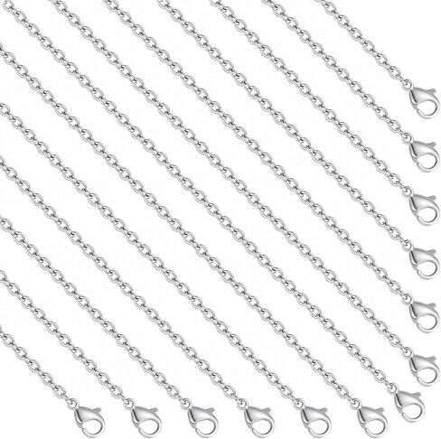 20 Pack Silver Chain Stainless Steel Link Cable Chain with Lobster Clasps for DIY Jewelry Making(17+19 Inch） in Saudi Arabia