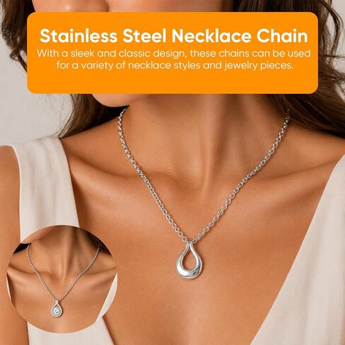 20 Pack Silver Chain Stainless Steel Link Cable Chain with Lobster Clasps for DIY Jewelry Making(17+19 Inch） in Saudi Arabia