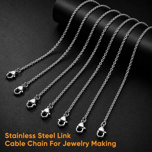 20 Pack Silver Chain Stainless Steel Link Cable Chain with Lobster Clasps for DIY Jewelry Making(17+19 Inch） in Saudi Arabia